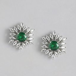 Anouk Silver-Plated American Diamond Floral Studs-picture-4