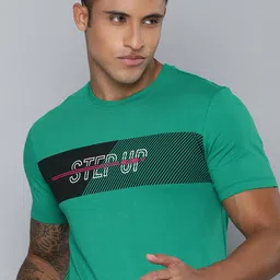 HRX by Hrithik Roshan Men Teal Printed Pure Cotton T-shirt-picture-48