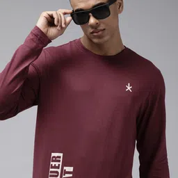 Roadster Men Maroon Typography Printed Pure Cotton T-shirt-picture-12