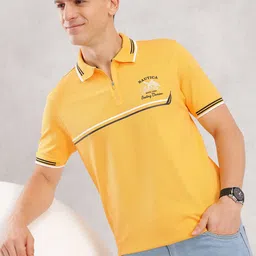 Nautica Typography Print Polo Collar T-shirt with Striped Detail-picture-34