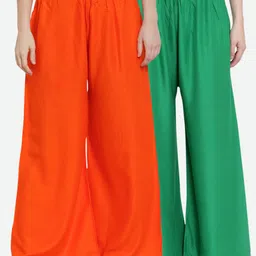 TAG 7 Women Pack of 2 Solid Flared Palazzos image 1