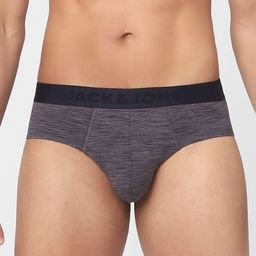 Jack & Jones Men Grey Solid Cotton Basic Briefs-picture-15