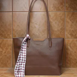 PELLE LUXUR Women Solid Shopper Shoulder Bag With Scarf-picture-26
