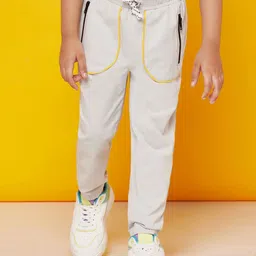 SPUNKIES Boys White Solid Organic Cotton Joggers-picture-45