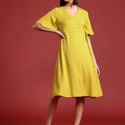 all about you Flutter Sleeves A-Line Knee Length Wrap Dress-picture-19
