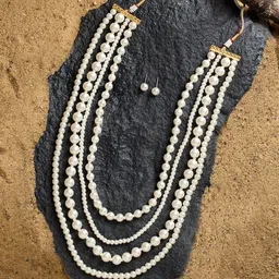 Zaveri Pearls Gold-Plated Beaded Multilayer Jewellery Set-picture-23