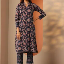 Libas Women Floral Printed Kurta with Trousers-image-89