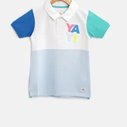 Cherry Crumble Kids White Colourblocked Polo Collar T-shirt-picture-41