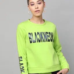 STREET 9 Women Fluorescent Green Printed Sweatshirt-picture-13