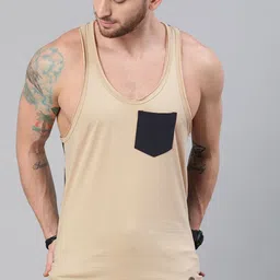 Roadster Men Beige Solid Round Neck T-shirt image 1