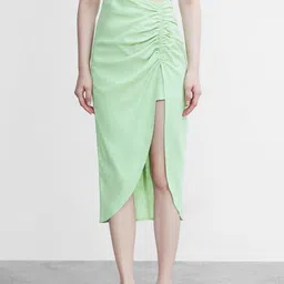 Urban Revivo Cotton Pleated A-Line Midi Skirt-picture-12