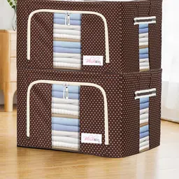 BlushBees Set Of 2 Brown & White Printed Wardrobe Organizer Storage Box-picture-23