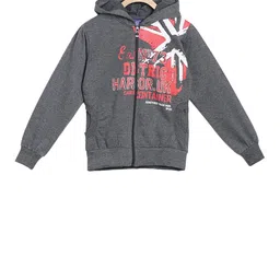 SWEET ANGEL Girls Grey Melange Printed Hooded Sweatshirt-picture-29
