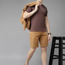 Roadster Men Khaki Solid Shorts-picture-13