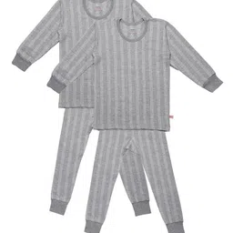 mack jonney Kids Pack of 2 Grey Self Striped Thermal Sets-picture-32