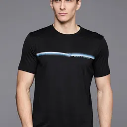 Louis Philippe ATHPLAY Men Black Striped T-shirt image 1