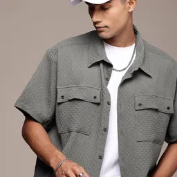 The Roadster Life Co. Self Design Textured Opaque Relaxed Fit Casual Shirt-picture-41