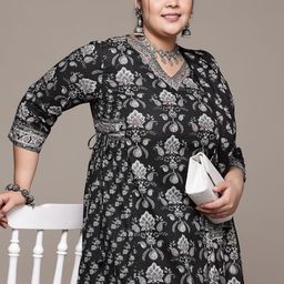 Readiprint Fashions Plus Size Floral Printed Pleated Sequinned Pure Cotton Kurta Set-picture-44