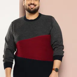 Sztori Men Plus Size Colourblocked Pullover-image-25