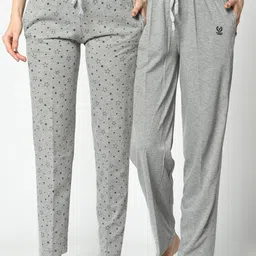 mack jonney VIMAL JONNEY Women Pack of 2 Grey Printed Lounge Pants-picture-21