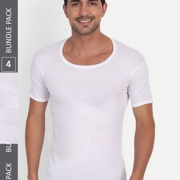 T.T. Men Pack Of 4 Softy Pure Cotton Half Sleeves Undershirts- SOFTY_RNS_PO4_WHT_100-picture-44