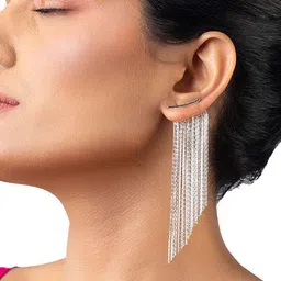 Amalfa Women 18K Silver Plated Long Tassel Dangle Earrings-picture-54