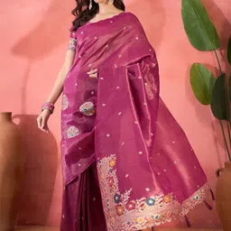 Sangria Ethnic Motifs Woven Design Banarasi Saree-image-34