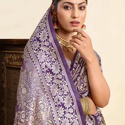 KALINI Ethnic Motifs Woven Design Zari Banarasi Saree-picture-16
