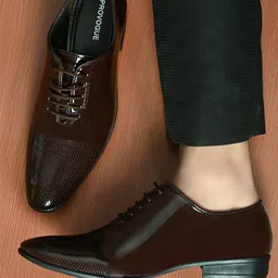 Provogue Men Brown Solid Leather Formal Oxfords Shoes-picture-22