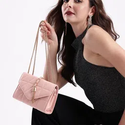 DressBerry Structured Quilted Sling Bag with Lock Detail image 1