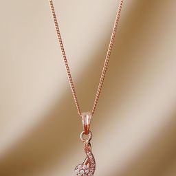 Priyaasi Rose Gold-Plated Floral-Shaped Pendant With Chain-picture-5