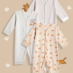 mothercare Unisex Infants Pack of 3 Printed Sleepsuit-picture-23