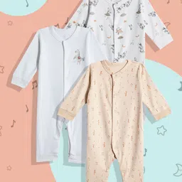 mothercare Unisex Infants Pack of 3 Printed Sleepsuit-picture-47