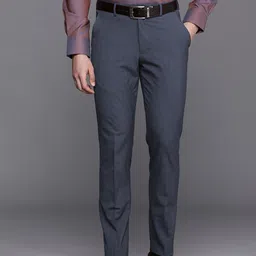 Louis Philippe Men Checked Super Slim Fit Formal Trousers-picture-20