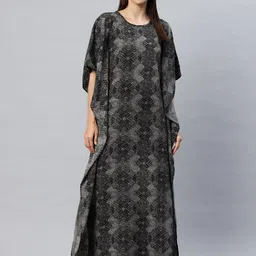 Cottinfab Geometric Print Kimono Sleeve Crepe Maxi Dress-picture-30