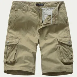 L'monte Men Regular Fit Mid-Rise Pure Cotton Cargo Shorts-picture-29