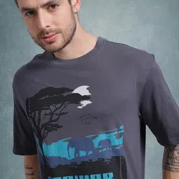 The Roadster Life Co. Men Printed Pure Cotton Relaxed Fit T-shirt image 3