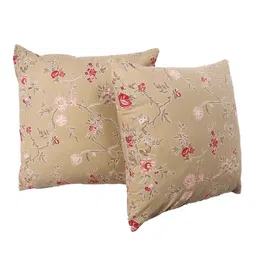 Contrast Living Set Of 2 Brown & Red Floral Printed Square Cushion Covers image 2