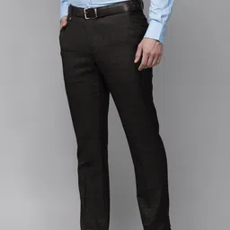 Park Avenue Men Black Checked Smart Fit Trousers image 3