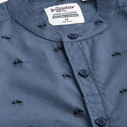Roadster Men Blue & Black Regular Fit Printed Sustainable Casual Shirt image 5