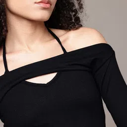 The Roadster Life Co. Fitted Halter Neck Top Comes With Detachable Flared Sleeves image 4