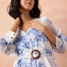 all about you Floral Print A-Line Midi Dress with Belt image 4