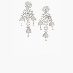 ZENEME Sea Green Floral Jhumkas Earrings image 2