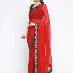 Ambuja International Zari Pure Georgette Saree image 3