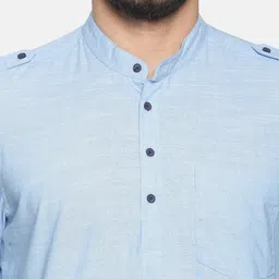 IVOC Men Blue Solid Pathani Kurta image 3