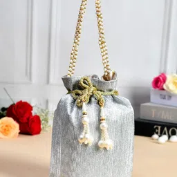 Kuber Industries Set Of 2 Silk Potli Bag image 2