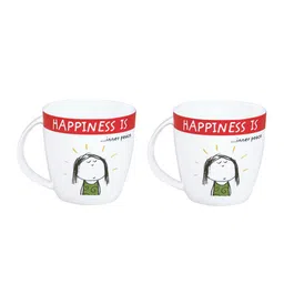 CLAY CRAFT Set of 2 White & Red Printed Ceramic Coffee Mugs image 2