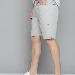 Mast & Harbour Men Grey Flag Print Pure Cotton Regular Fit Chino Shorts image 3