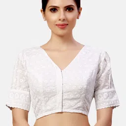 Studio Shringaar Pure Cotton Chikankari Saree Blouse-picture-48