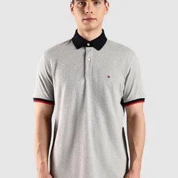 Tommy Hilfiger Men Solid Polo Collar Pure Cotton T-shirt image 3